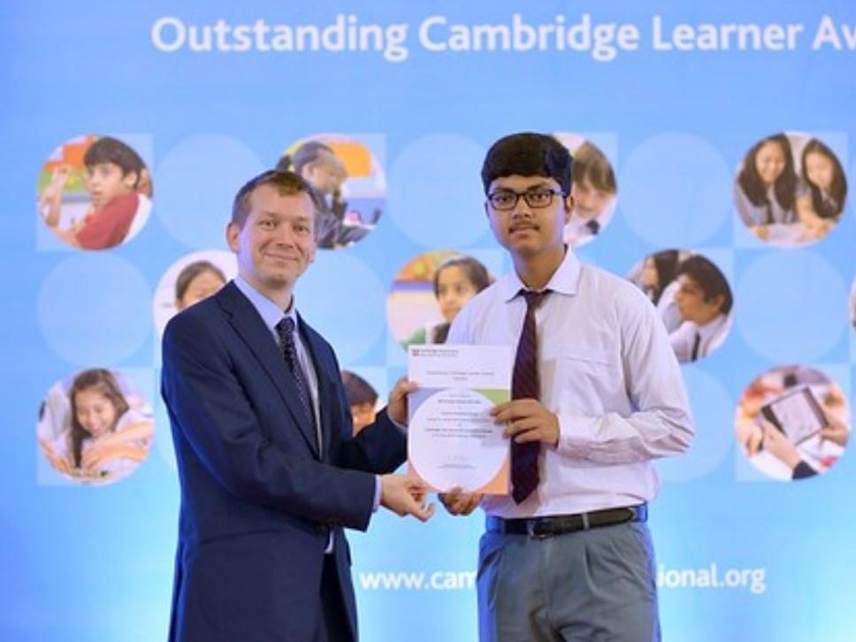 Receiving an Outstanding Cambridge Learner Award